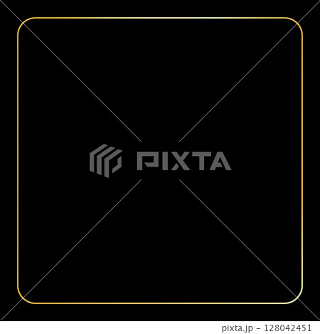 Golden square frame on black. Stylish border for text and presentation. Golden square frame on black. Stylish border for text and presentation. 128042451