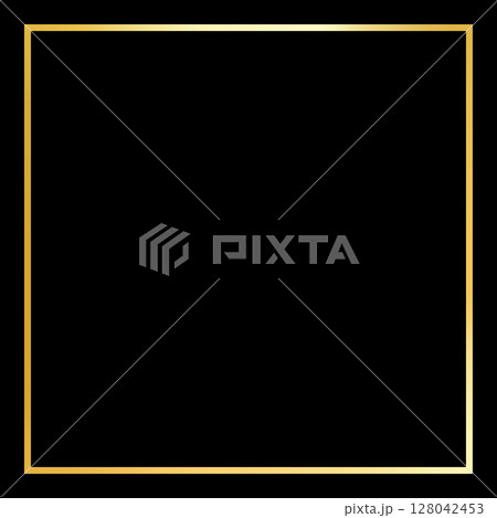 A sleek black square surrounded by a thin, elegant golden border outline. 128042453