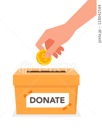 Hand throwing gold coins into donation box stock illustration Hand throwing gold coins into donation box stock illustration 128042584