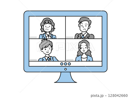 オンラインで会話をする老若男女のイラスト素材2 128042660