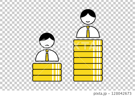 金融資産額の格差をイメージしたイラスト 128042673