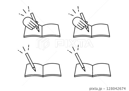 鉛筆とテキストを使って勉強するイメージのアイコンセット 鉛筆とテキストを使って勉強するイメージのアイコンセット 128042674