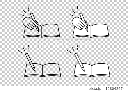 鉛筆とテキストを使って勉強するイメージのアイコンセット 鉛筆とテキストを使って勉強するイメージのアイコンセット 128042674