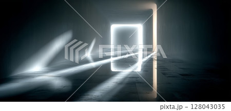 Abstract Smooth White Walls and Light in Darkened Space Abstract Smooth White Walls and Light in Darkened Space 128043035