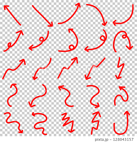 透明背景の赤い手描き矢印コレクション 透明背景の赤い手描き矢印コレクション 128043157