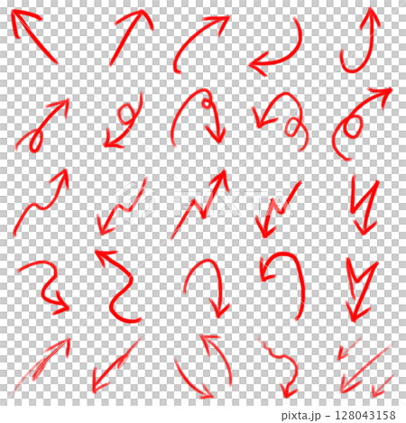 Set of red sketch style arrows on transparent background Set of red sketch style arrows on transparent background 128043158