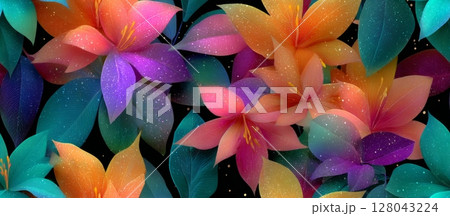 Vibrant Seamless Vector Illustration of Colorful Floral Arrangement 128043224