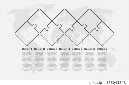 Seven steps line infographic, puzzle diagram Seven steps line infographic, puzzle diagram 128043248