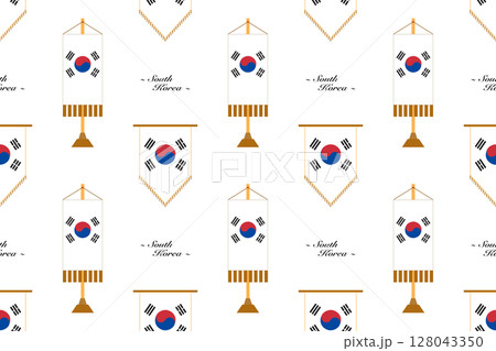 Seamless pattern background with the South Korean flag and country name 128043350