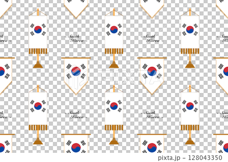 Seamless pattern background with the South Korean flag and country name 128043350