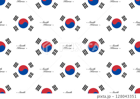 Seamless pattern background with the South Korean flag and country name 128043351