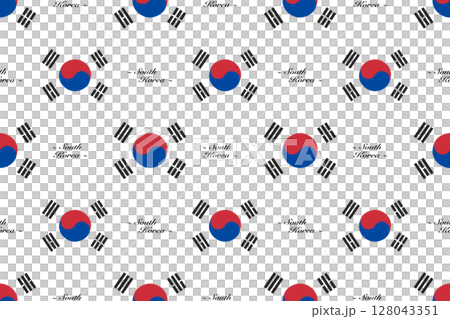 Seamless pattern background with the South Korean flag and country name 128043351