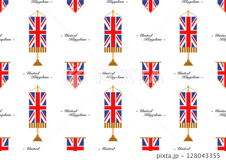 Seamless pattern background with the UK flag and country name Seamless pattern background with the UK flag and country name 128043355