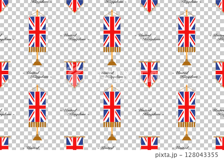 Seamless pattern background with the UK flag and country name 128043355
