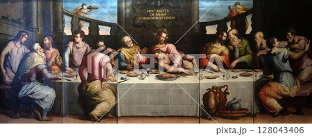 The Last Supper of Christ by Giorgio Vasari, Basilica di Santa Croce (Basilica of the Holy Cross) in Florence, Italy 128043406