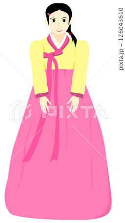 Illustration of a Korean woman in a beautiful national costume 128043610