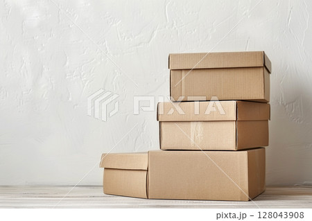 重ねられた段ボール箱 128043908