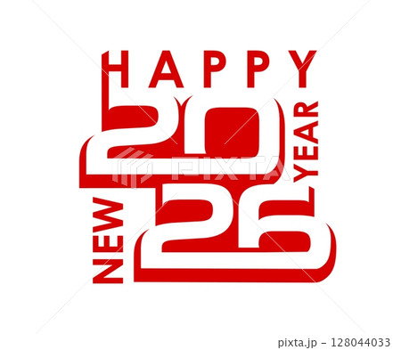 2026 Happy New Year icon for calendar or greeting card typography for winter holiday, vector numbers. 2026 New Year lettering text in modern trendy minimal creative red design for calendar or greeting 2026 Happy New Year icon for calendar or greeting card typography for winter holiday, vector numbers. 2026 New Year lettering text in modern trendy minimal creative red design for calendar or greeting 128044033