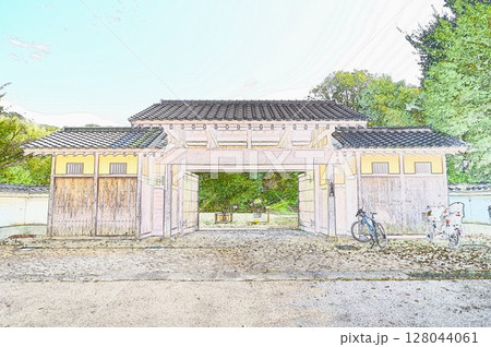 CG画像イラスト座間谷戸山公園長屋門西口 128044061