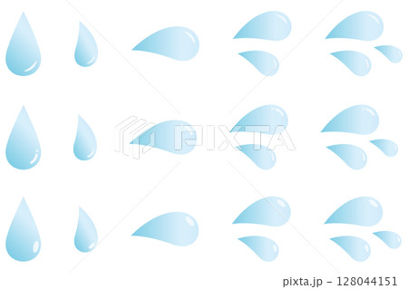 汗マーク、水滴、涙のイラストセット3 128044151