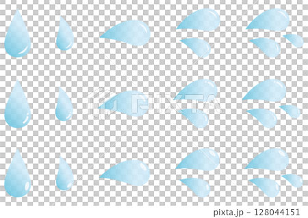 汗マーク、水滴、涙のイラストセット3 128044151