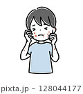 発疹で辛い子供のイラスト 128044177