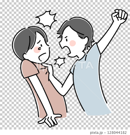 友達に暴力をふるわれる子供のイラスト 128044182