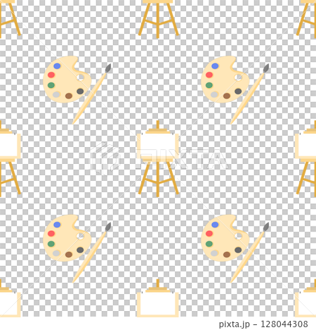 Seamless Pattern Background with Art Supplies	 128044308