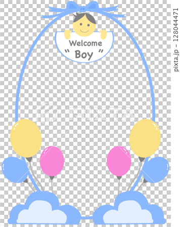 Photo frame with balloon for Baby Welcome or Gender Reveal 128044471