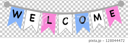 Printable Welcome Baby Decorations, Gender Reveal Party Flags	 128044472