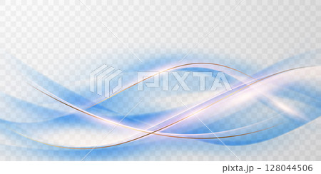 Blue abstract wave background with luxury golden elements vector illustration 128044506