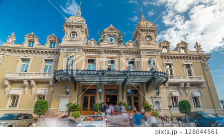 19th century baroque style palace of the Monte Carlo Casino in Monaco timelapse hyperlapse 19th century baroque style palace of the Monte Carlo Casino in Monaco timelapse hyperlapse 128044561