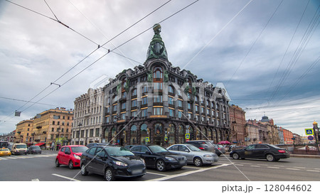 Singer House at the Saint Petersburg timelapse hyperlapse. Singer House at the Saint Petersburg timelapse hyperlapse. 128044602