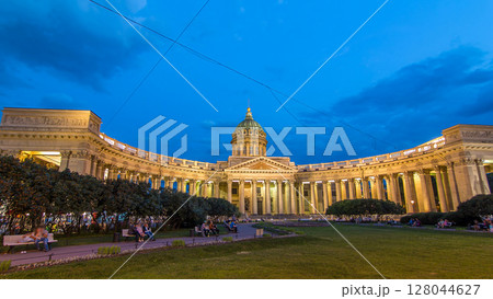 Kazan Cathedral Kazanskiy Kafedralniy Sobor in St. Petersburg during the White Nights in the summer timelapse hyperlapse Kazan Cathedral Kazanskiy Kafedralniy Sobor in St. Petersburg during the White Nights in the summer timelapse hyperlapse 128044627