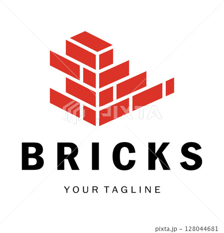 creative brick logo designs for buildings, architectural buildings, civil engineering, building materials shops 128044681