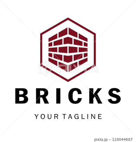 creative brick logo designs for buildings, architectural buildings, civil engineering, building materials shops 128044687