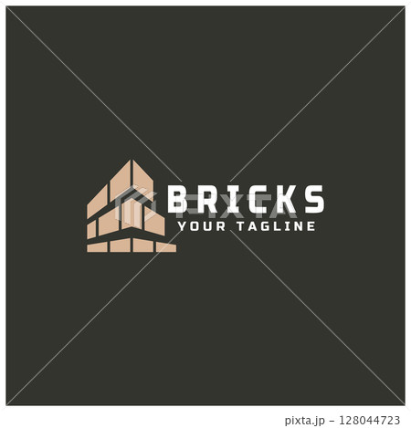 creative brick logo designs for buildings, architectural buildings, civil engineering, building materials shops 128044723