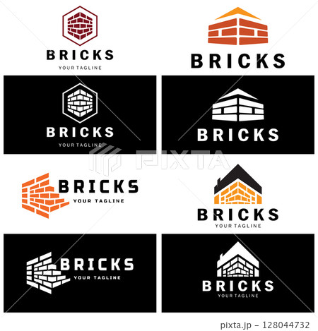 creative brick logo designs for buildings, architectural buildings, civil engineering, building materials shops creative brick logo designs for buildings, architectural buildings, civil engineering, building materials shops 128044732