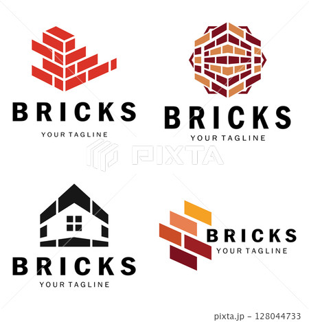 creative brick logo designs for buildings, architectural buildings, civil engineering, building materials shops 128044733