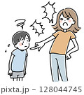 子供を叱りつける母親のイラスト 128044745