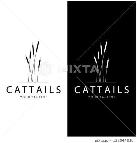 cattails or river reed grass plant logo design, aquatic plants, swamp, wild grass vector cattails or river reed grass plant logo design, aquatic plants, swamp, wild grass vector 128044830