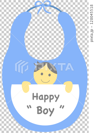 Cute blue Pastel Baby boy Essentials include Stroller, Bib, Pacifier, and Baby Bottle	 128045518