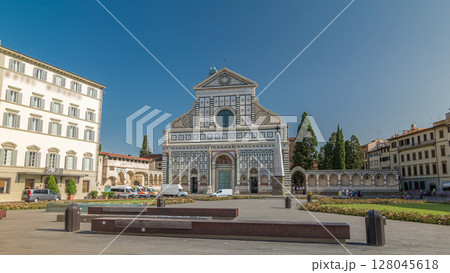 Basilica of Santa Maria Novella in the homonym square timelapse hyperlapse in Florence Basilica of Santa Maria Novella in the homonym square timelapse hyperlapse in Florence 128045618