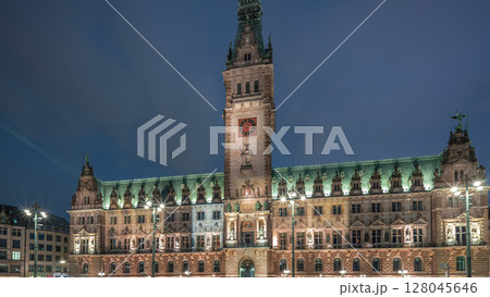 Building of the Hamburg City Hall day to night timelapse hyperlapse, the seat of the government of Hamburg, Germany Building of the Hamburg City Hall day to night timelapse hyperlapse, the seat of the government of Hamburg, Germany 128045646