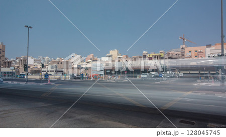 Intersection at entrance of the Dubai Old Souq in Dubai timelapse 128045745