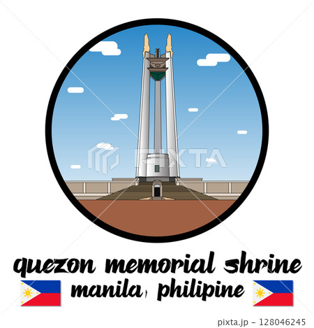 Circle Icon Quezon Memorial Shrine. Vector illustration 128046245