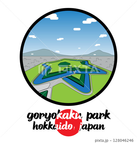 Circle Icon Goryokaku Park. Vector illustration Circle Icon Goryokaku Park. Vector illustration 128046246