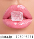 close up of woman lips with lipstick and lips 128046251