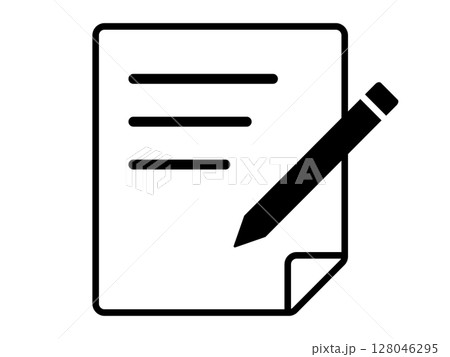 紙とペンのアイコン モノトーン 紙とペンのアイコン モノトーン 128046295