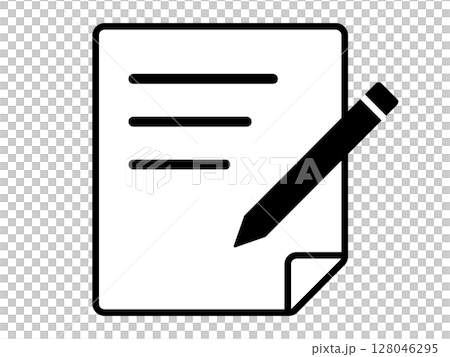紙とペンのアイコン モノトーン 紙とペンのアイコン モノトーン 128046295